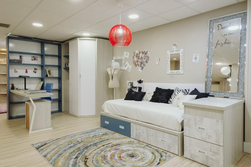 Dormitorio Juvenil Blanco y Azul