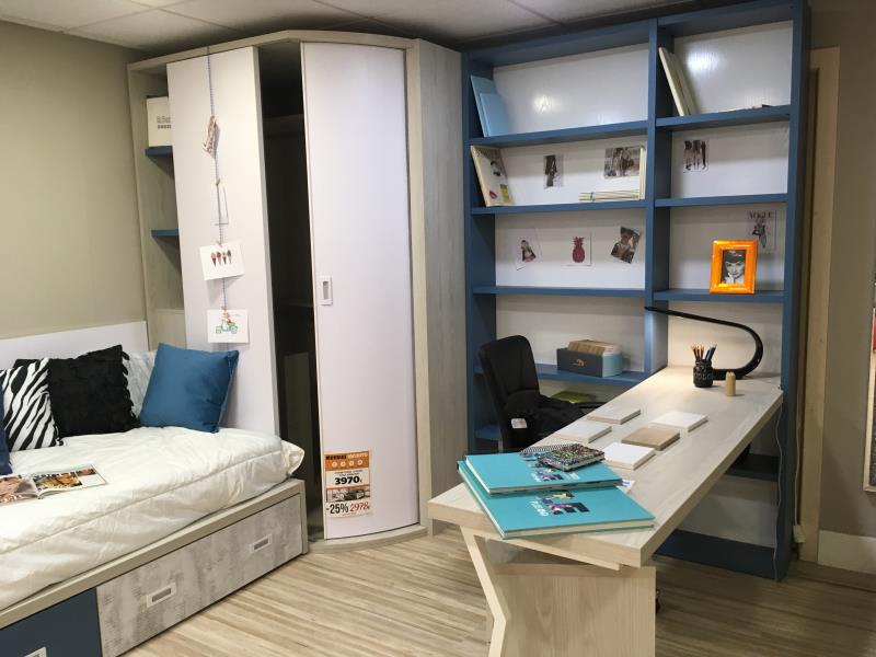 Dormitorio Juvenil Blanco y Azul